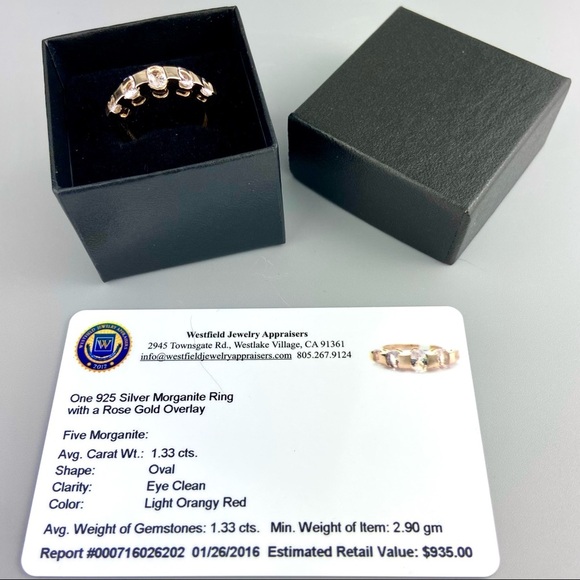 Romantic 5 Stone Pink Morganite Rose Gold Ring 1.33 ctw 6.5 6 1/2 - Picture 7 of 7